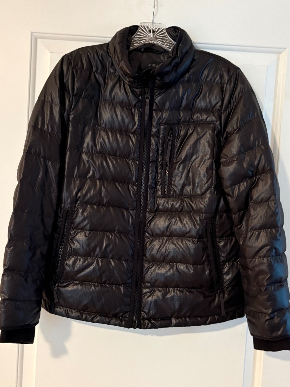 J. Crew Lightweight Down Puffer Jacket Shiny Black Women’s Medium